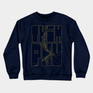 Thimphu, Guangdong, Bhutan City Map Typography - Gold Art Deco Crewneck Sweatshirt